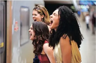  ?? The Bold Type. ?? FROM left, Meghann Fahy as Sutton, Katie Stevens as Jane, Aisha Dee as Kat in