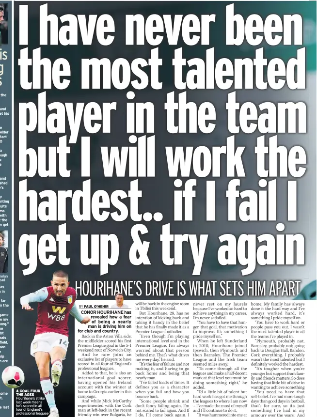  ??  ?? A GOAL FOUR
THE AGES Hourihane’s strike last week means he’s scored in all four of England’s profession­al leagues