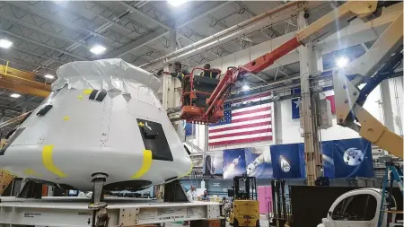  ?? MarineMax Houston ?? NASA recently asked boat retailer MarineMax Houston to shrink wrap an Orion test vehicle so it could be shipped from Texas to the Plum Brook Station testing facility at NASA's Glenn Research Center in Ohio.