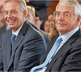  ??  ?? Vested interest: Former PMs Tony Blair and John Major