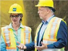  ?? RICHARD LAM ?? Minister of Transporta­tion Claire Trevena and Premier John Horgan tour the ironworker­s training facility at BCIT in Burnaby last week.