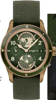  ??  ?? Montblanc 1858 Geosphere watch; Hugh Jackman and Montblanc CEO Nicolas Baretzki SIHH 2019; ( opposite) Montblanc ambassador Hugh Jackman