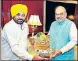  ?? ?? Bhagwant Mann with Union home minister Amit Shah