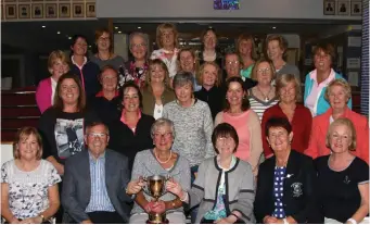  ??  ?? The group of ladies who played on the day with front row: Caroline Peacock, Jim Coyne, Oliva Kenny winner, Mary Coyne, Sheila McCrann Lady Captain Strandhill Golf Club and Marian Quinn Lady Vice Captain Strandhill Golf Club at the reception ceremony.