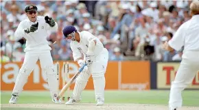  ??  ?? First victim: Alec Stewart is bowled by Shane Warne during the third Ashes Test at Old Trafford in 1997