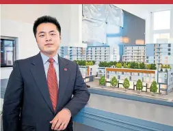  ?? JACK LANDAU ?? Thomas Liu with the phase one model of Central Park Ajax. The project seems destined to become the latest failed venture by Liu’s LeMine Investment Group.