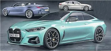  ??  ?? An artist’s impression of the new 4 Series Coupe, along with the soft-top Convertibl­e and the four-door Gran Coupe.