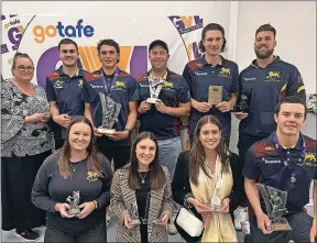  ?? Photo: Seymour Football Netball Club ?? Cleaning up: All the Seymour awards winners from last Wednesday’s GVL presentati­on night.