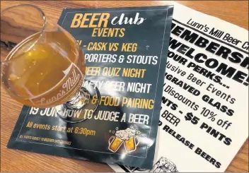  ?? LAWRENCE POWELL ?? The Lunn’s Mill Beer Club lineup of events has been planned out for the next six months and include a number of fun topics. Another six events are planned for the second half of the year including a collaborat­ive brew project.