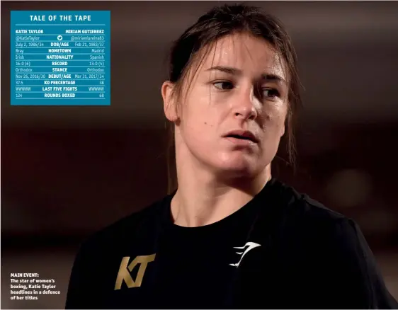  ?? Photos: GEORGE WOOD/GETTY IMAGES ?? MAIN EVENT: The star of women’s boxing, Katie Taylor headlines in a defence of her titles