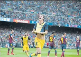  ?? FOTO: MANEL MONTILLA ?? Diego Godín celebró por todo lo alto el gol que valió por una Liga en 2014