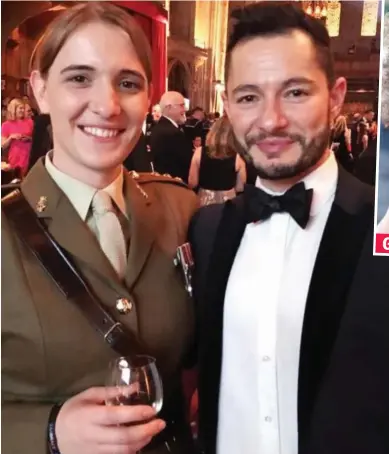  ??  ?? The happy couple: Hannah Winterbour­ne and Jake Graf will live in Army married quarters