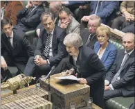  ?? PICTURE: PA WIRE. ?? HISTORIC DEFEAT: Theresa May speaking in the House of Commons in London after losing the vote on her Brexit plan.