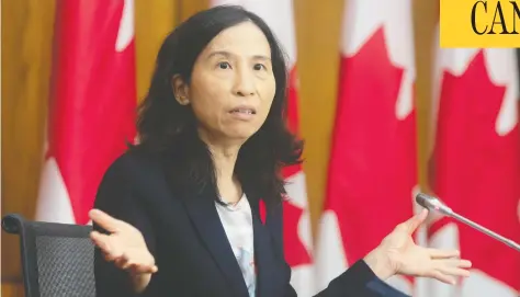  ?? ADRIAN WYLD / THE CANADIAN PRESS ?? Canada's Chief Public Health Officer Theresa Tam has asked Canadians to limit their holidays to immediate family due to a spike in COVID cases.