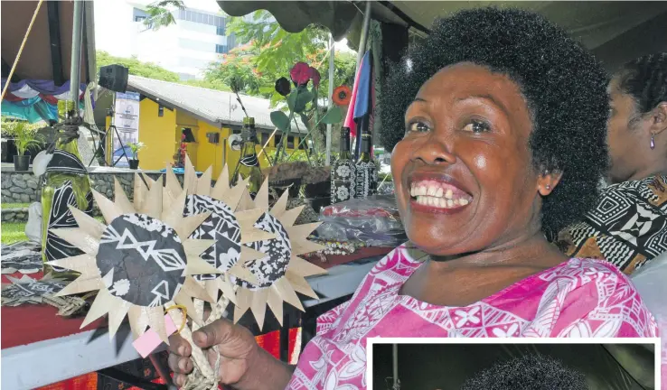  ?? Photo: Ronald Kumar ?? Lusiana Buli, 56, of Muanaira Vutia, Rewa, with some of her handicraft products on sale during the Central Division Women’s Craft Show at Ratu Sukuna Park, Suva, on March 1, 2018.