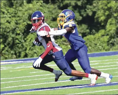  ?? File photo by Ernest A. Brown ?? Alex Maia, left, and the No. 2 Central Falls football team has gone from winning no games last season to advancing to Saturday night’s Division IV Super Bowl Saturday night against Smithfield.