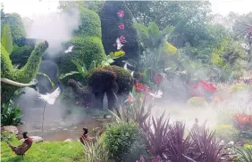  ?? ?? Near Cuihu Park are five sets of mosaicultu­re, a horticultu­ral art of creating topiary-like sculptures with bedding plants. — Ke Jiayun