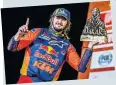  ??  ?? WINNER Toby Price celebrates Dakar victory