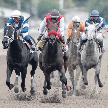  ?? FILE ?? ANOTHER VIGOROUS (centre) capturing the Cash Pot Sprint Trophy at Caymanas Park on September 29 last year.