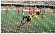  ??  ?? Euro ’80…Clemence saves a penalty against Spain in the group stage