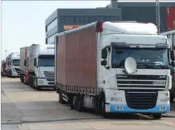  ?? Picture: Gary Browne ?? Lorries parked in Wotton Road, Ashford