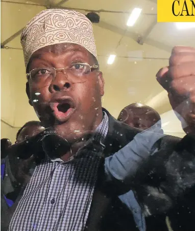  ?? SIMON MAINA/AFP/GETTY IMAGES ?? Kenyan-born Canadian lawyer Miguna Miguna, who was blocked from entering Kenya without a visa last week, now says officials in the East African country knocked him out with poison and put him on a plane to Dubai.