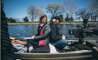  ?? CLAyTON HAuCk / PHOTO COurTEsy 50 Eggs FiLms ?? Mary Mazzio and Director of Photograph­y Joe Grasso prepare to shoot on location in Chicago for ‘A Most Beautiful Thing.’