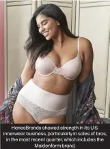  ??  ?? HanesBrand­s showed strength in its U.S. innerwear business, particular­ly in sales of bras, in the most recent quarter, which includes the
Maidenform brand.