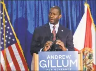  ?? Steve Cannon / Associated Press ?? Andrew Gillum the Democrat candidate for governor speaks at a news conference on Saturday.