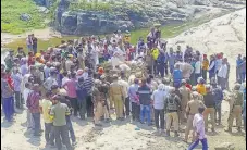  ?? PTI ?? Body of Ranjit Singh, who was killed in a grenade attack in Baramulla, being cremated in Rajouri on Wednesday.