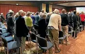  ??  ?? Invercargi­ll and Kennington Presbyteri­an churchgoer­s gather at the Ascot Park Hotel in Invercargi­ll on Sunday. ERIN PENDREIGH/STUFF