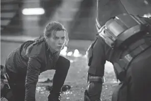  ?? PROVIDED BY JAY MAIDMENT/ MARVEL STUDIOS ?? Natasha Romanoff ( Scarlett Johansson) tussles with Taskmaster in “Black Widow.”