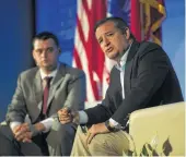  ?? Erich Schlegel / Getty Images ?? Sen. Ted Cruz held a town hall to address veterans issues, but he also talked about health care.