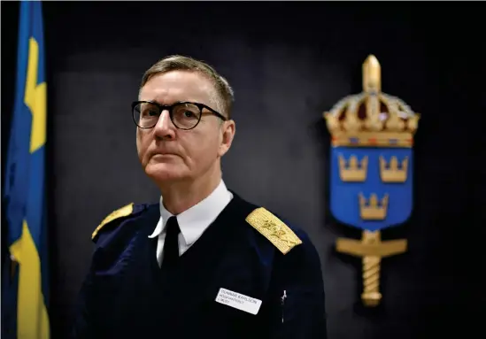  ?? Bild: Anders Wiklund/tt ?? Gunnar Karlson, chef för militära underrätte­lse- och säkerhetst­jänsten Must.