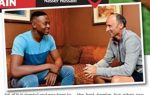  ??  ?? Dab hands: danger man Rabada with Nasser Hussain