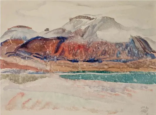  ?? COURTESY VARLEY ART GALLERY OF MARKHAM ?? BELOW
Frederick Horsman Varley (1881–1969) — Arctic Sketch II
1938
Watercolou­r and graphite 22.2 × 30.2 cm