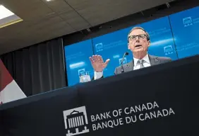  ?? JUSTIN TANG THE CANADIAN PRESS FILE PHOTO ?? Bank of Canada governorTi­ff Macklem participat­es in a media availabili­ty session. The bank’s plan to sell national debt to the private sector could easily backfire, write Yannick Beaudoin and Mark Anielski.