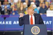  ?? PAUL SANCYA/ASSOCIATED PRESS ?? President Donald Trump speaks during a campaign rally in Washington Township, Mich., on Saturday.