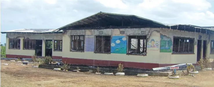  ?? Photo: Charles Chambers ?? Ami Chandra Memorial School, in Tomuka, lost four classrooms that serve students in Year one, two and three, its library and a storeroom in the Saturday night fire.