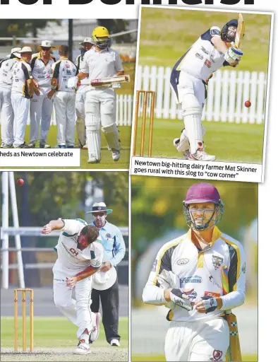  ??  ?? CYMS fast bowler Ben Strahan 2/32 Patto seems circumspec­t about his cameo – 23 from 9 with two 6s and a four!