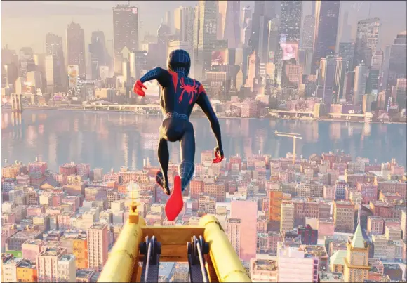  ??  ?? This image released by Sony Pictures Animations shows a scene from ‘Spider-Man: Into the Spider-Verse’. (AP)