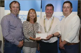  ?? Picture: Jimmy Weldon ?? Eddie Phelan, Jennifer Coyle and Rory Callaghan, runners-up at the Drogheda Chamber Golf Classic at Seapoint, with Chamber President Paddy Callaghan.