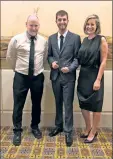  ??  ?? Award: Victorian Apprentice of the Year Jeremy Connell with his boss Heath Lloyd and Member for Euroa Steph Ryan at the award ceremony.