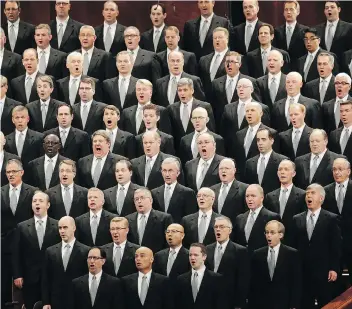  ?? PHOTOS: RICK BOWMER/THE ASSOCIATED PRESS ?? The Mormon Tabernacle Choir is now called the Tabernacle Choir at Temple Square. The Church of Jesus Christ of Latter-day Saints is moving away from the name Mormon.