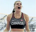  ?? MATT DUNHAM/THE ASSOCIATED PRESS FILES ?? Alysha Newman, of London, Ont., celebrates after an attempt in the women’s pole vault final during the World Athletics Championsh­ips earlier this month in London, England.