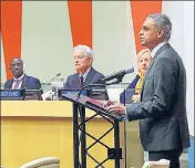  ?? PTI FILE ?? Syed Akbaruddin, India's Permanent Representa­tive to UN, addresses an event on Internatio­nal Day of Non-Violence.