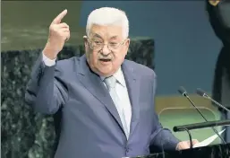  ??  ?? Peace for . . . some other time: PA President Abbas at the UN Wednesday.