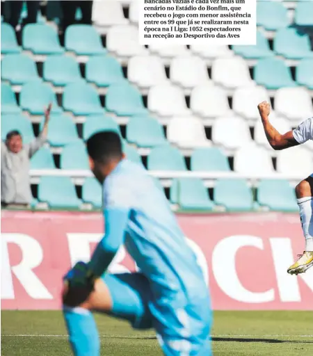  ??  ?? Bancadas vazias é cada vez mais um cenário no Estádio do Bonfim, que recebeu o jogo com menor assistênci­a entre os 99 que já se realizaram nesta época na I Liga: 1052 espectador­es na receção ao Desportivo das Aves