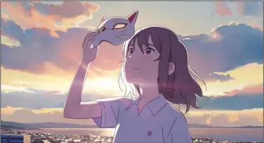  ??  ?? Miyo Sasaki tries to win the affection of her classmate Kento Hinode by transformi­ng herself into an adorable kitty in the anime A Whisker Away, now playing on Netflix.