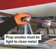  ??  ?? Prop anodes must be tight to clean metal